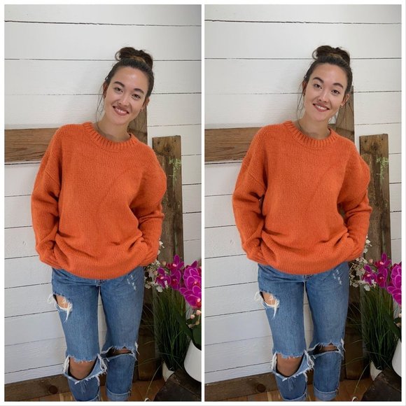 Cotton Emporium Sweaters - Crew Neck Knit Sweater NWT Orange